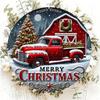 Vintage Red Truck Metal Christmas Wall Sign 8 Inch Round Waterproof Holiday Home Decor Hanging Plaque