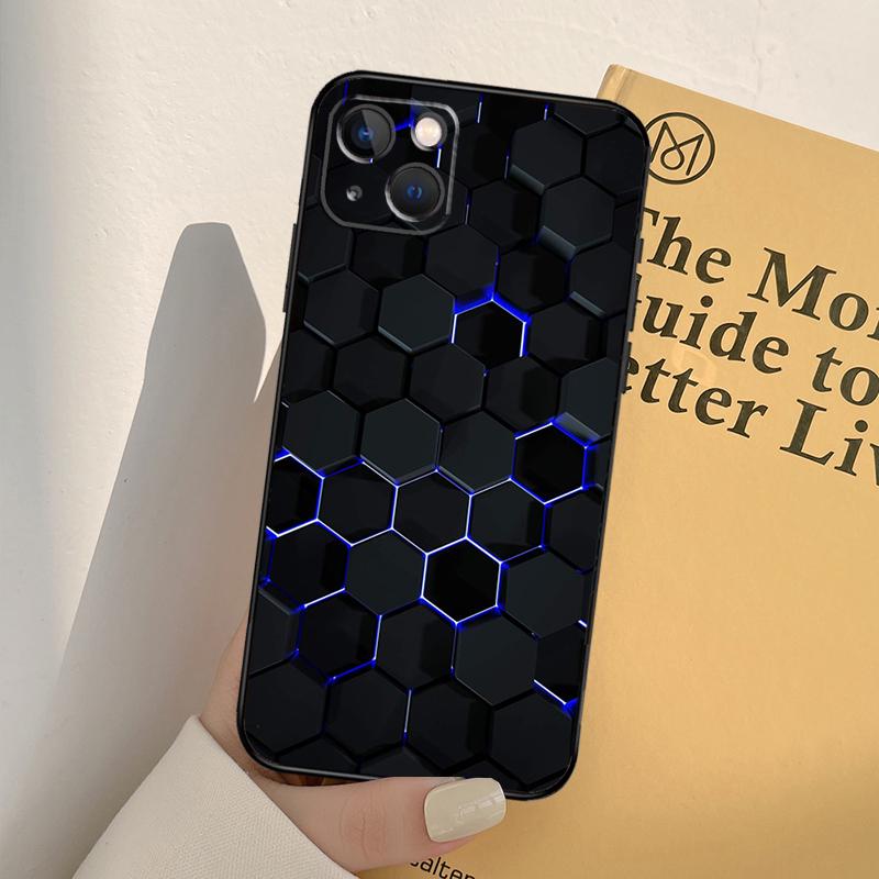 3D Hexagonal Lights Phone Case For iPhone 12 11 13 14 Pro Max X XR XS Max 7 8 Plus SE 2020 12 Mini 13 Mini Cover