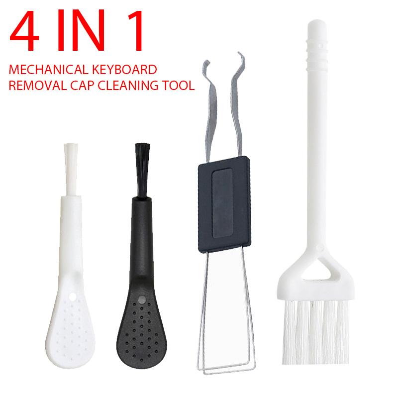 

Щетка для чистки клавиатуры 4 в 1, съемник колпачков клавиш клавиатуры, универсальный механический съемник вала колпачков клавиш, набор для чистки наушников компьютера белый