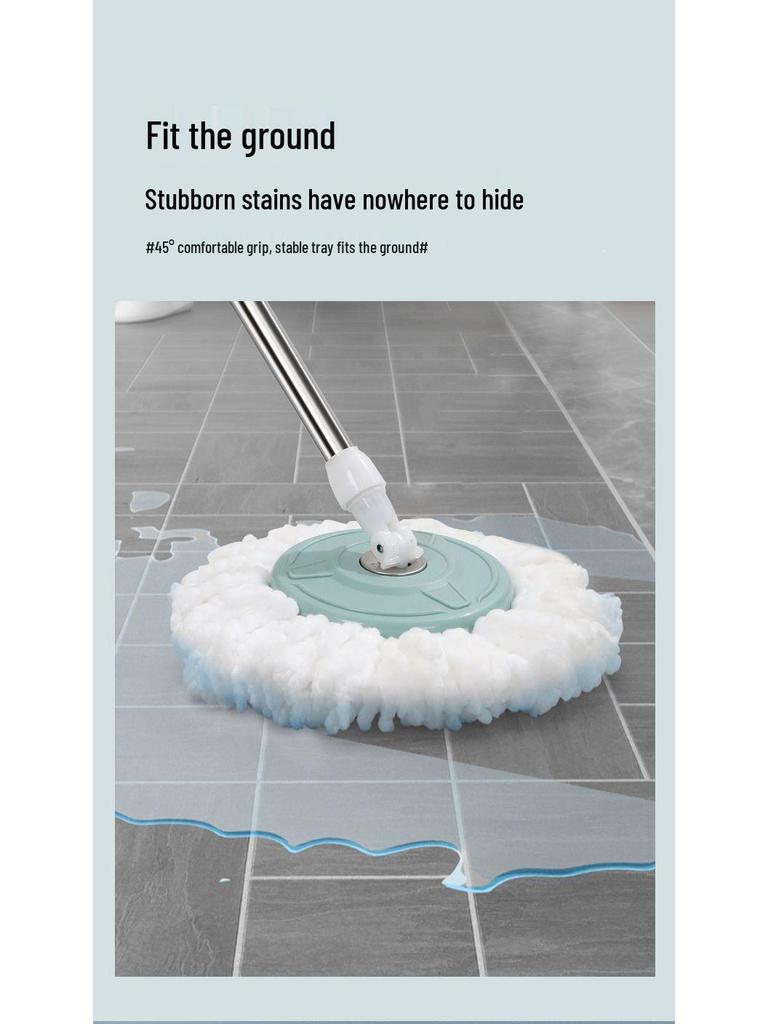 Thickened Rotary Mop Bucket with Auto Wringing, Cotton Mop Pad, Wet/Dry Dual Use for Quick Household Cleaning