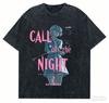 Call of The Night Yofukashi No Uta Graphic T-shirt Vintage Washed Anime Merch Harajuku Unisex Oversized Short Sleeve Tee Tops