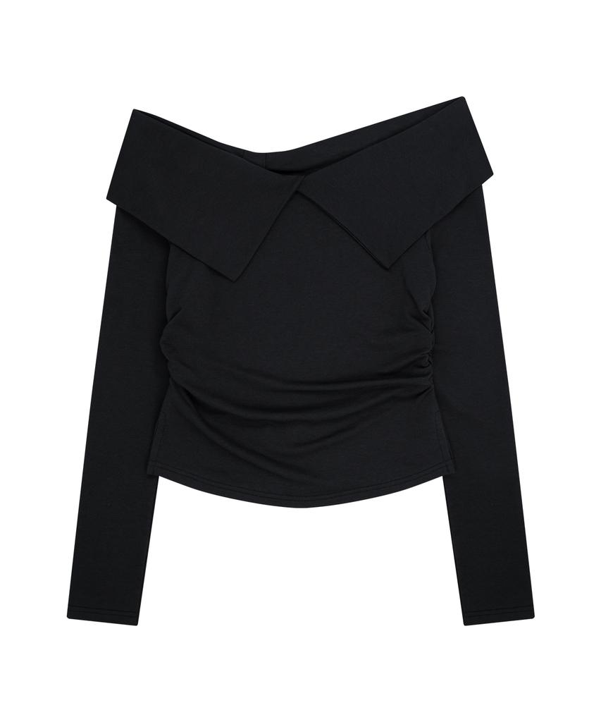 ILLIGO Bow Off-Shoulder Long Sleeve Black