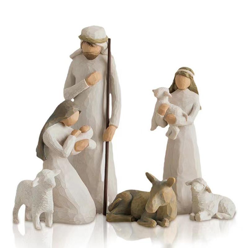 Shepherdess Toy Model Resin Christmas Scene Gift Set Angel Seasonal Gift Giving