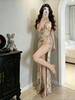 2026 Spring Sequined Spaghetti Strap Mermaid Dress with See-Through Sleeveless Slit - Sexy and Slimming