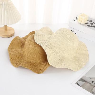 Sommer Strand Wellige Kante Breiter Rand Strohhut Für Meeresurlaub Damen Outdoor Sonnenschutzmütze