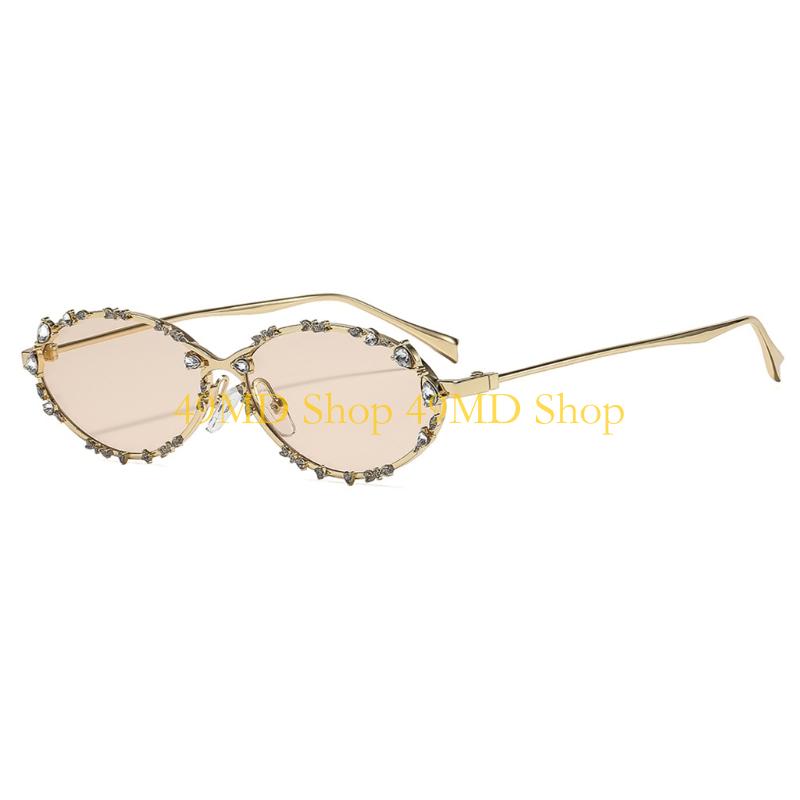 49MD Elegant Sunglasses Stylish Crystal Studded Metal Frame for Teens Birthday Party