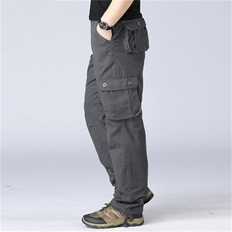 Men S Loose Straight Leg Multi Pocket Cargo Long Pants