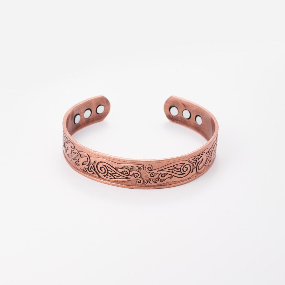 Retro Red Copper Magnetic Bracelet Bangle with Flying Eagle Design - Men's Jewelry