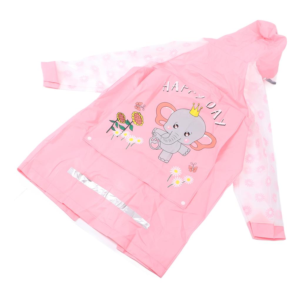 Regenponcho Rosa L PU Einteilig Wasserdicht Reflektierstreifen Knopf mit Rucksackfach Regenmantel für Kinder