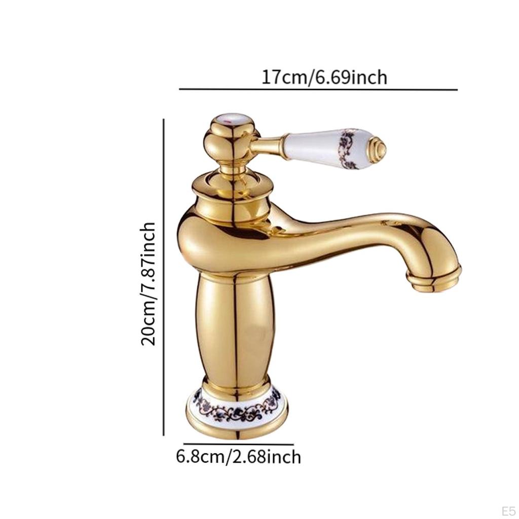 Bathroom Sink Faucet Basin Mixer Tap Ceramic Elegant Design Splashproof Single Handle and Cold