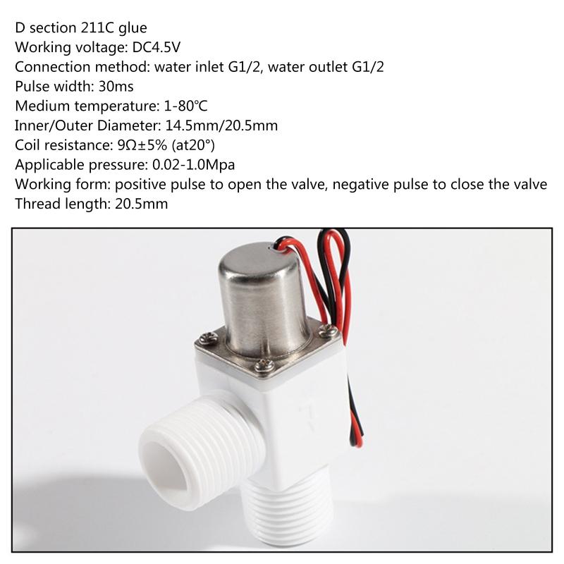 Solenoid for Valve DC 4.5V 1/2" Water Flow Pul Se Electromagnetic for Valve Brass Solenoid for Valve for Liquid Wate
