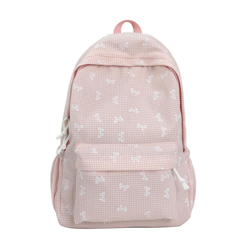 Schoolbag new schoolbag female ins college style backpack large capacity Korean version bow print middle school backpack