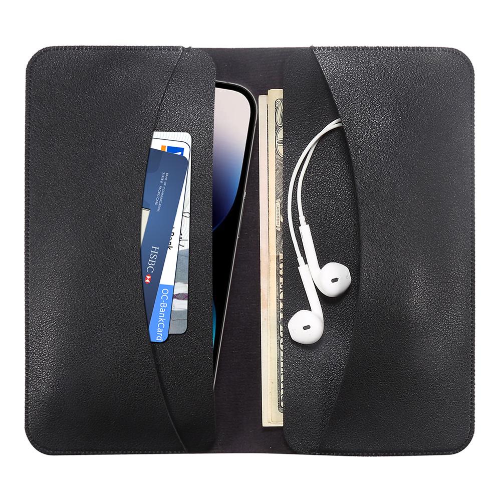 

Phone Case for 5.5 -6.5 Phone Nappa Texture Microfiber Leather Clutch Money Pouch Wallet Double Compartment Cards Holder,Size: L Brown