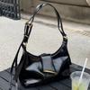Retro Glossy Delicate Crossbody Bag Women High Grade Buckle Zipper One Shoulder Bags Ladies Versatile Commute Underarm Handbag