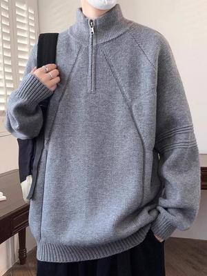 Herren Retro Trend Marke Halbzip Stehkragen Strickpullover für Herbst/Winter