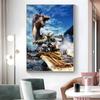 1 Stück Klassische Spiele M-Monster H-Jäger Poster Aufkleber Druck Wasserdichte Wandkunst Für Wohnzimmer Schlafzimmer Heimdekoration