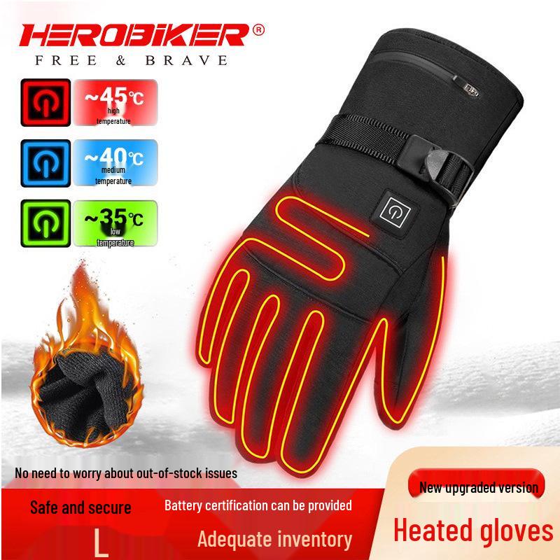 Electric Heated, Windproof, Waterproof Touchscreen Winter Gloves for Motorcycle Riding & Skiing