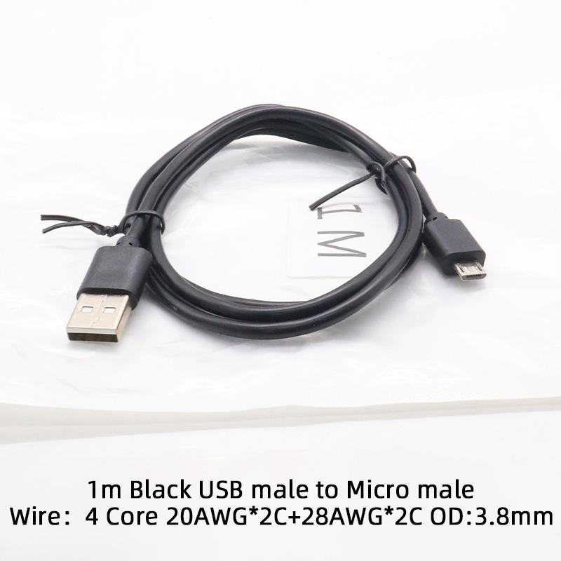 Stock White 4 Core Android Computer Use USB Micro USB Male 5V Data Transmission Charging Cable 20awg+28awg OD3.8mm Pure Copper Data Transmission Cable