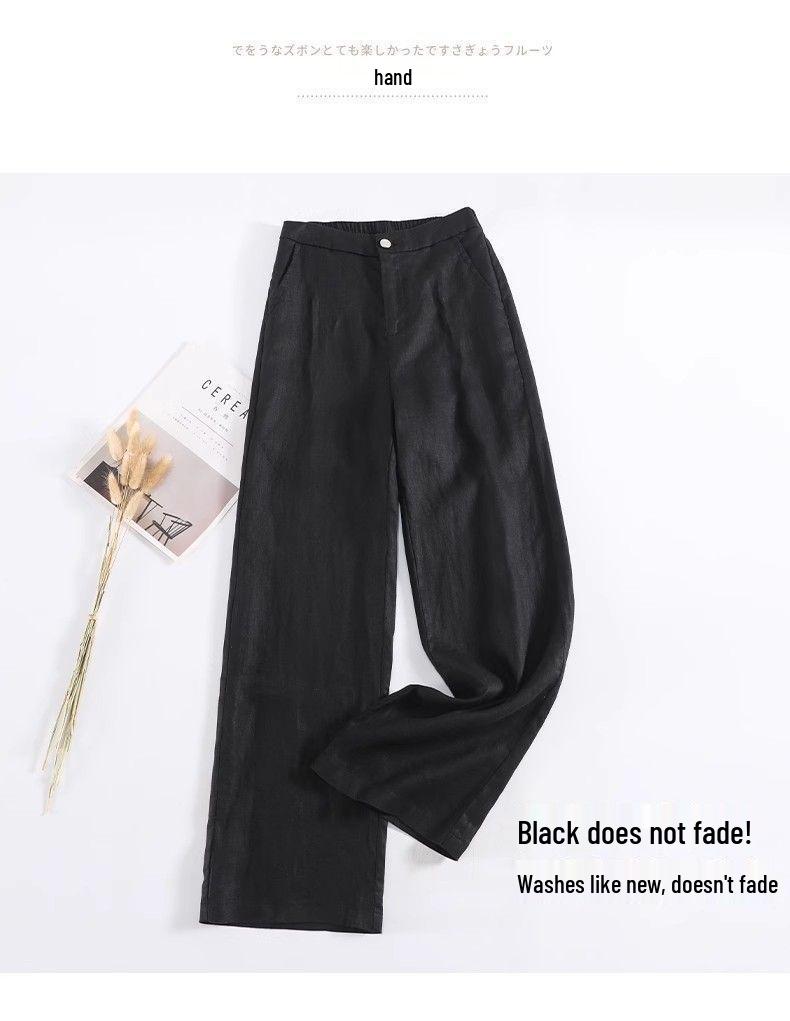 Women's High Waist Linen Wide-Leg Pants - 2026 New Style, Slimming, Casual, Cropped, and Straight Leg.