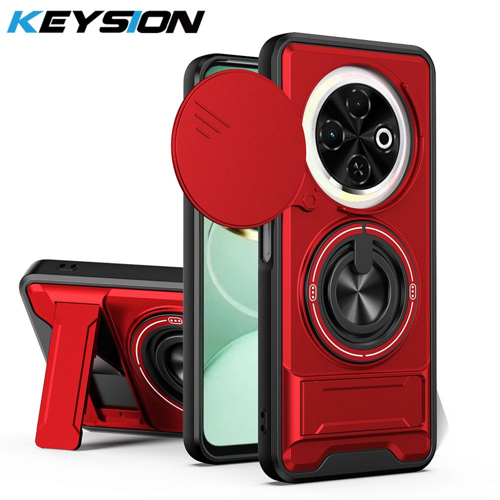 KEYSION Magnetic Phone Case for TECNO Spark 30C 4G Slide Camera Protection Upright Kickstand Shockproof Back Cover for Spark 30C