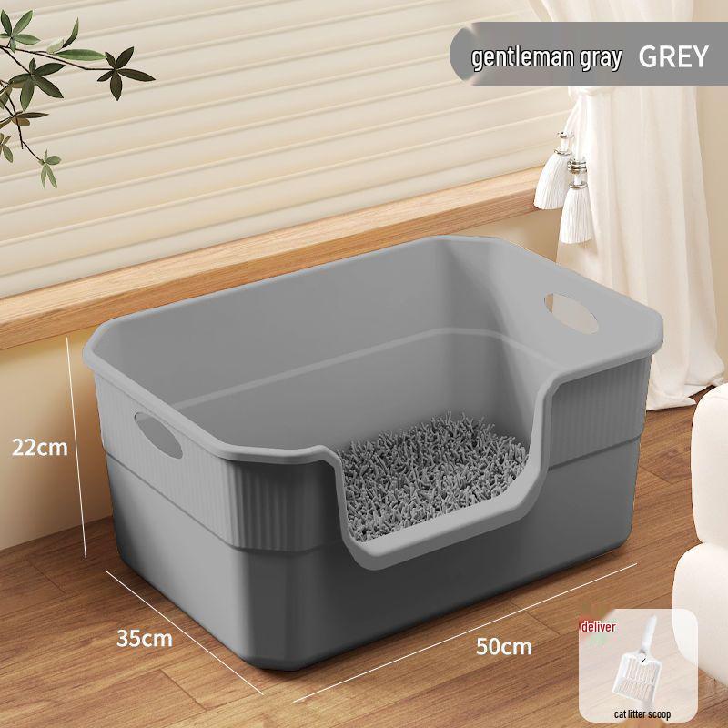 Extra-Large Splash-Proof Semi-Enclosed Cat Litter Box for Maine Coons
