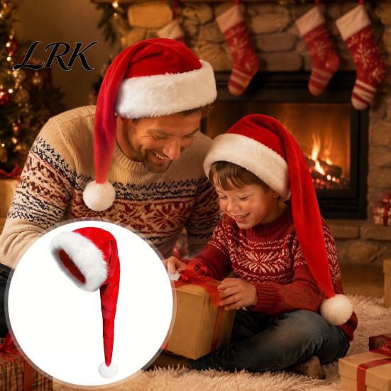Comfortable Polyester Xmas Party Favor Classic Christmas Hat with Spire, Soft Plush Festive Red Cap, Holiday Theme Costume Prop for Kids One