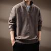 Premium American Style Men's Half-High Collar Knit Sweater - Warm, Anti-Pilling, Plus Size, Long Zipper.