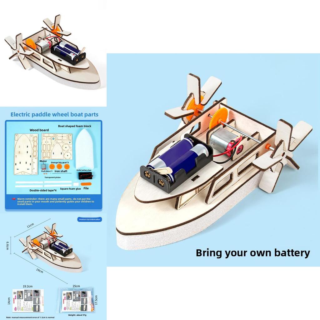 Simuliertes elektrisches Schiffsmodell Holz-Bausatz Kinder-Puzzle-Spielzeug Für Kinder Stem-Lernen und praktische Bildung