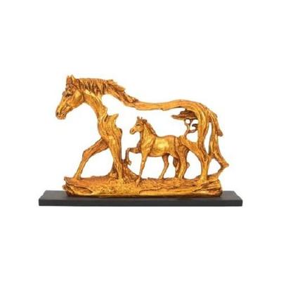Resin Golden Running Horse Statue Showpiece - 8.5 Inches | Home Decor Items for Hall Showcase, Living Room & Bedroom