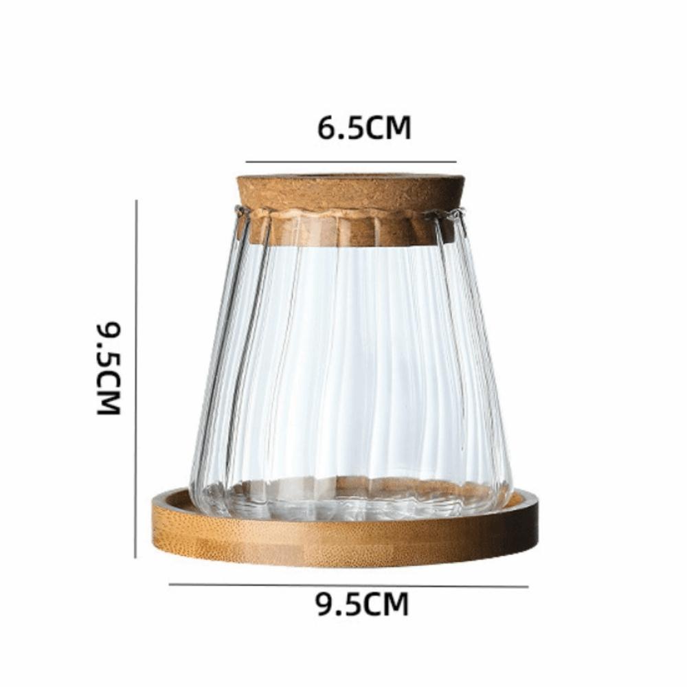 Glass Material Glass Planter Thick Wooden Base Vase Rack Modern Tabletop Design Flower Arrangement Vase Home Decoration