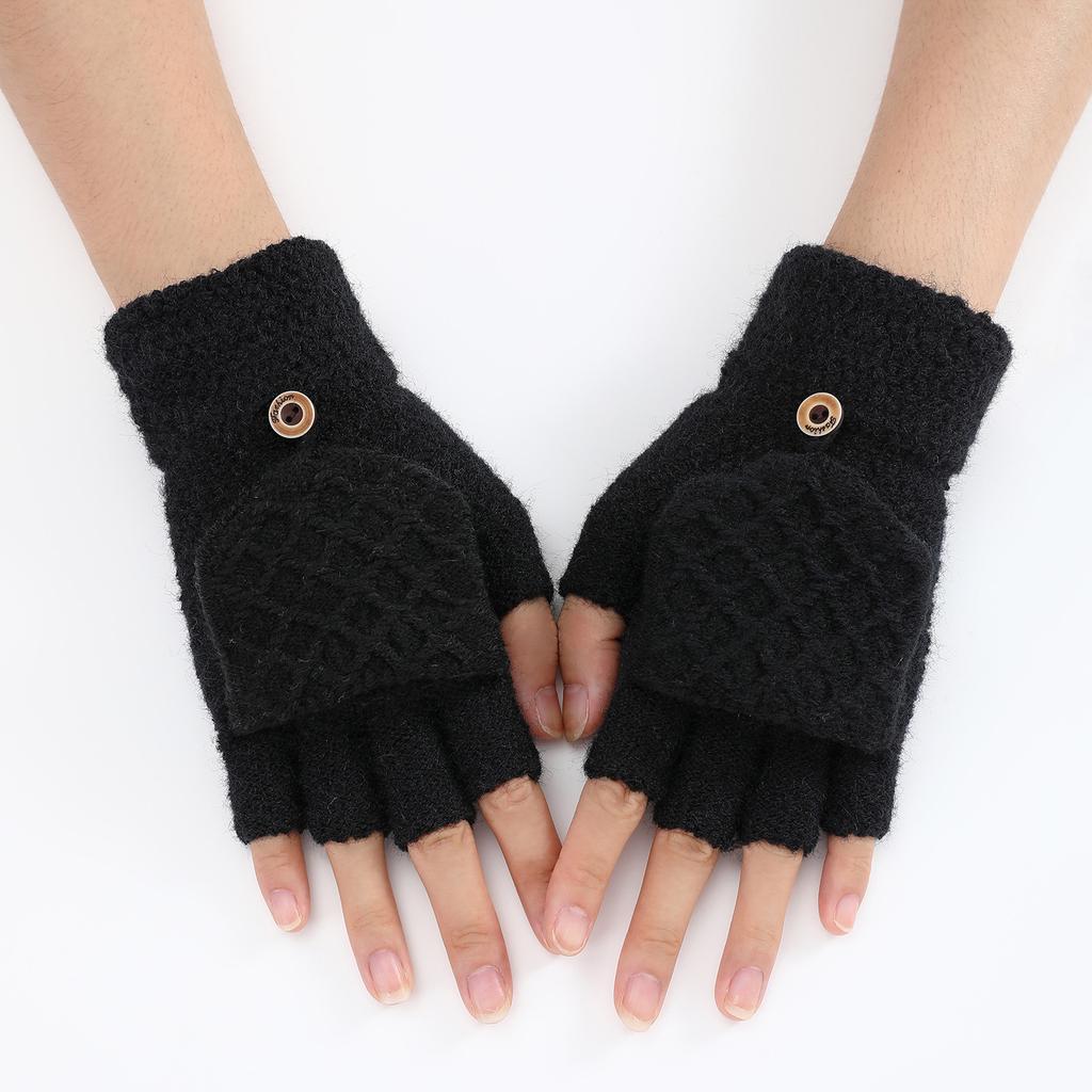 New Autumn and Winter Styles of Men's and Women's Woolen Short Sleeve Sleeves Fingerless Gloves Warm Fashionable and Trendy Half Finger Gloves