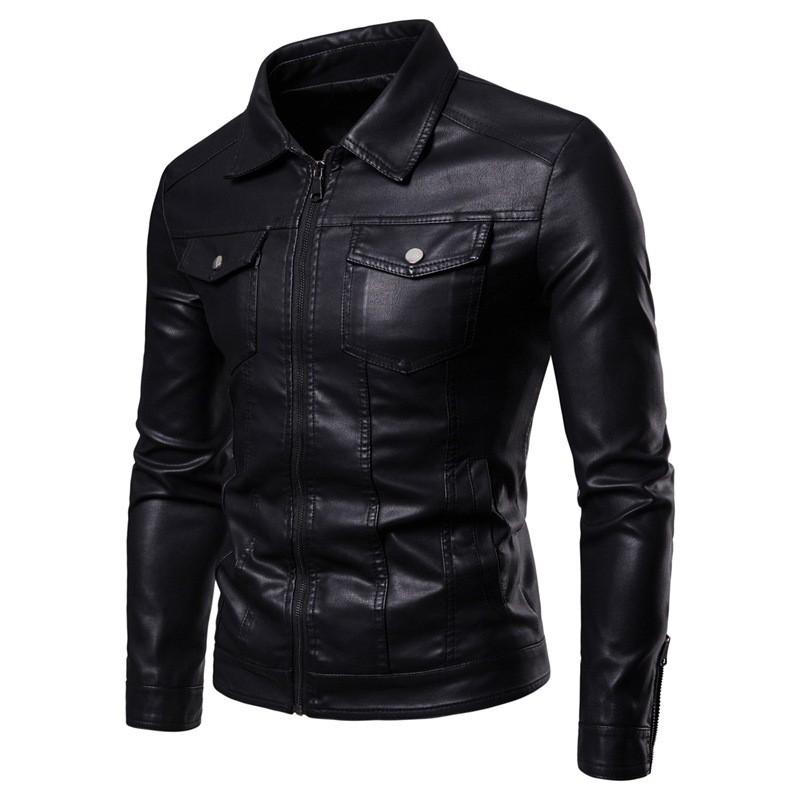 Mens PU Leather Jacket Warm Padded Winter Biker Coat Slim Fit Urban Style