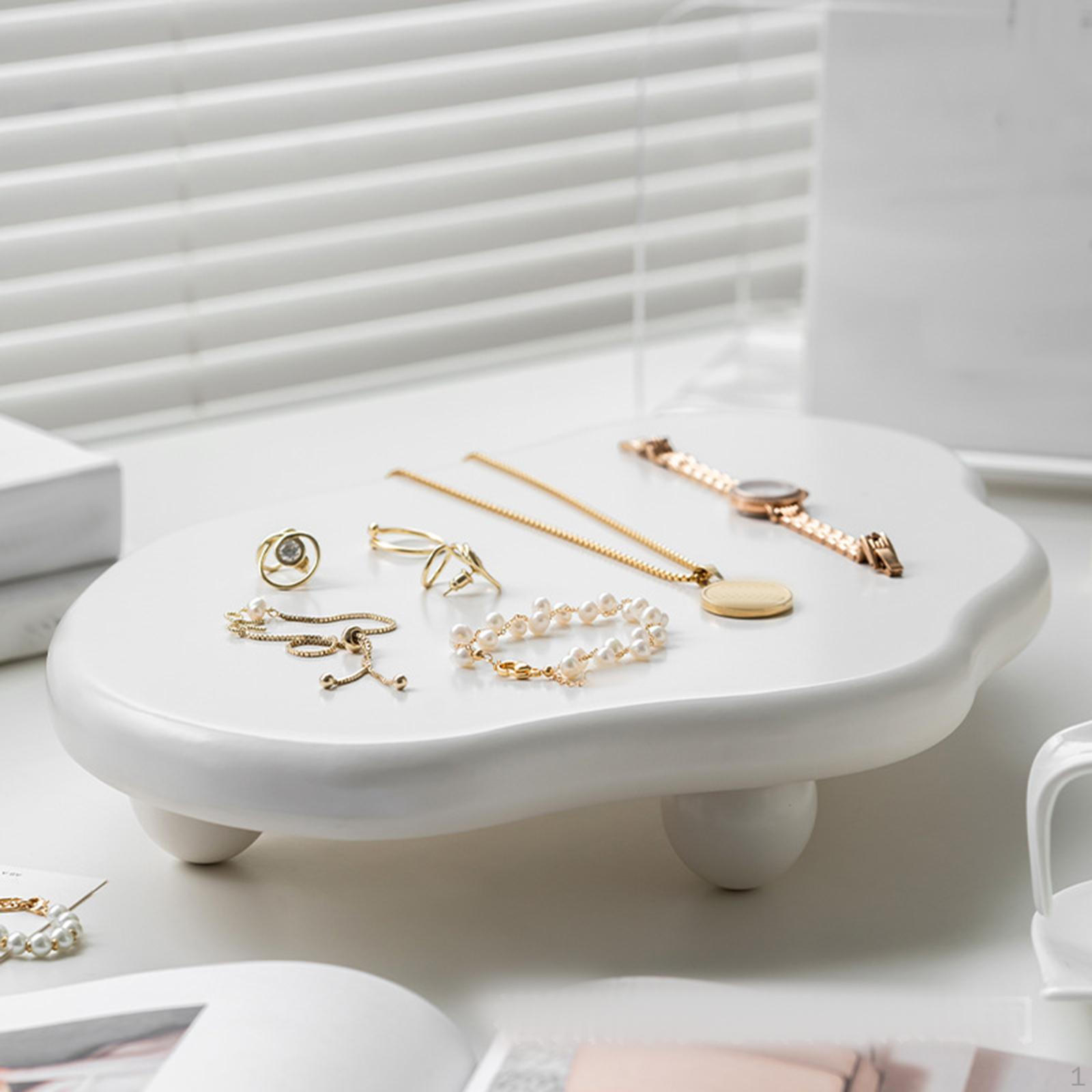 

Декоративный поднос Подставка-пьедестал Современная подставка для украшений Парфюм для ванной комнаты Кофейный столик Milky White