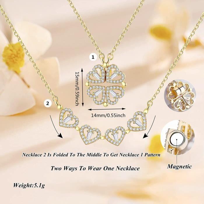 Necklace - Four-Leaf Clover - Copper - Removable Pendant - Elegant