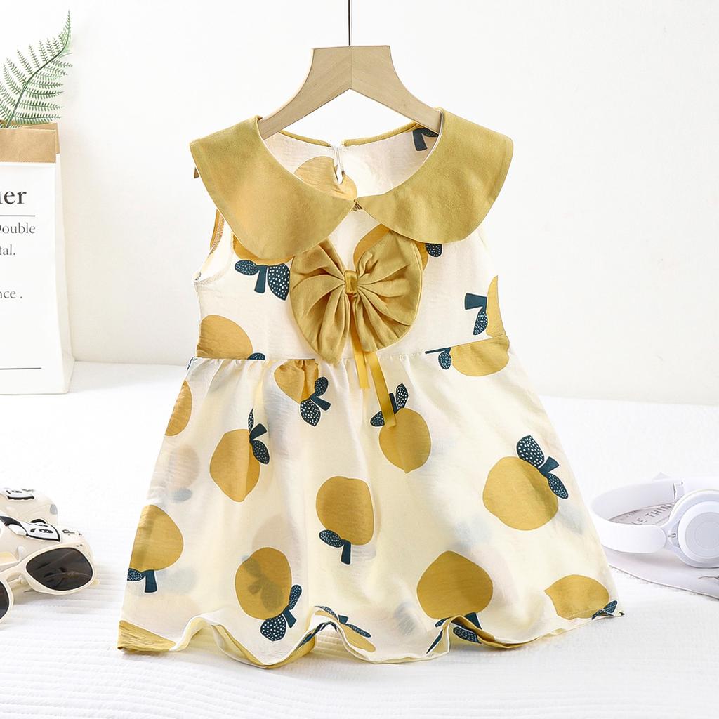 Infant Girls Cloud Cotton Printed Bow Knot Princess Dress Casual Daily Cute Party Dress for Baby Girls