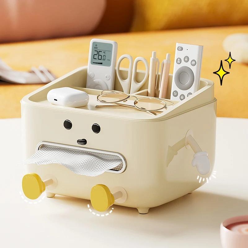 1pc Desktop Tissue Box for Home Living Room Bedroom Bedside Multifunctional Student Dormitory Cute and Safe Material
