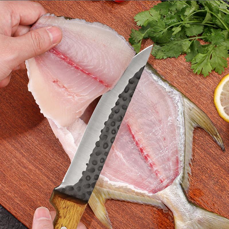 2pcs Kitchen Knives Hand Forged Sharp Stainless Steel Meat Cleavers Butcher Boning Knife Household Multifunctional Kitchen Chopper