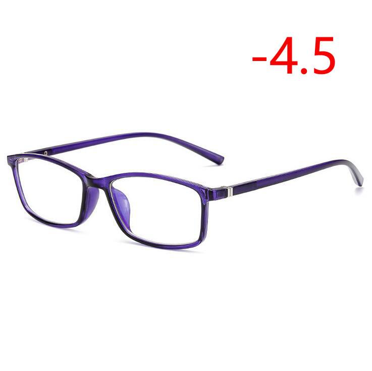 TR90 Square Myopia Glasses -1 0 To -6 0 Prescription Eyewear Unisex Blue Red Transparent Black Frame Lightweight Durable
