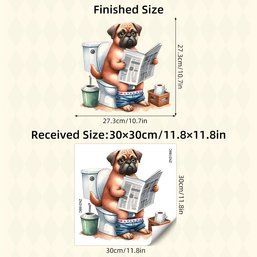 

Funny Cartoon Dog Going to the Toilet Stickers, Self-Adhesive Bathroom Wall Decor for Toilet Background Decoration 30x30CM різнокольоровий