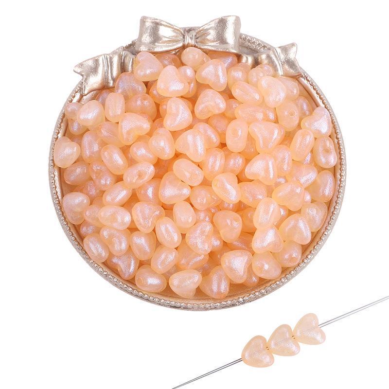 Iridescent Acrylic Pentagram & Peach Heart Beads for DIY Jewelry Making