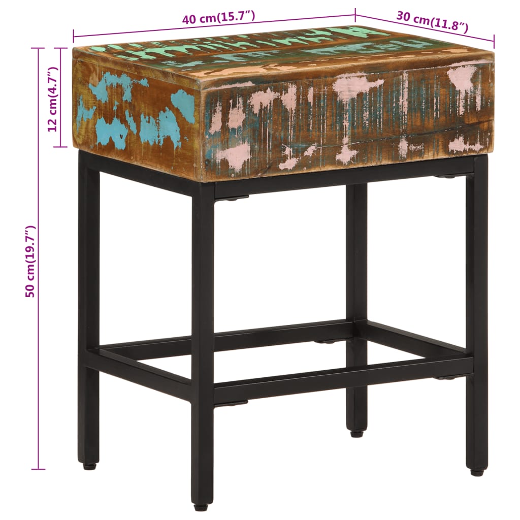 Side Table 40 x 30 x 51 cm Reclaimed Solid Wood