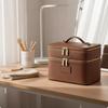 DoubleLayer Cosmetic Case doubleCompartment Makeup Organizer with Handle TravelFriendly TwoTier