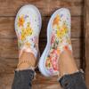 fashion 2024 Women's New Soft Printed Flat Shoes Autumn Breathable Thick-Soled Sports Shoes Women's Chinese Style Flower Casual Shoes