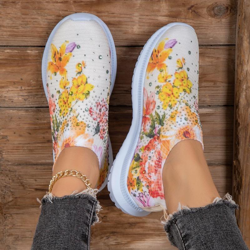 fashion 2024 Women's New Soft Printed Flat Shoes Autumn Breathable Thick-Soled Sports Shoes Women's Chinese Style Flower Casual Shoes