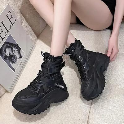 Fashion Luxury Platform Ankle Boots Women Chunky Thick Sole Lace Up Motorcycle Boots for Women Light Cozy Non-slip Shoes Botas De Mujer