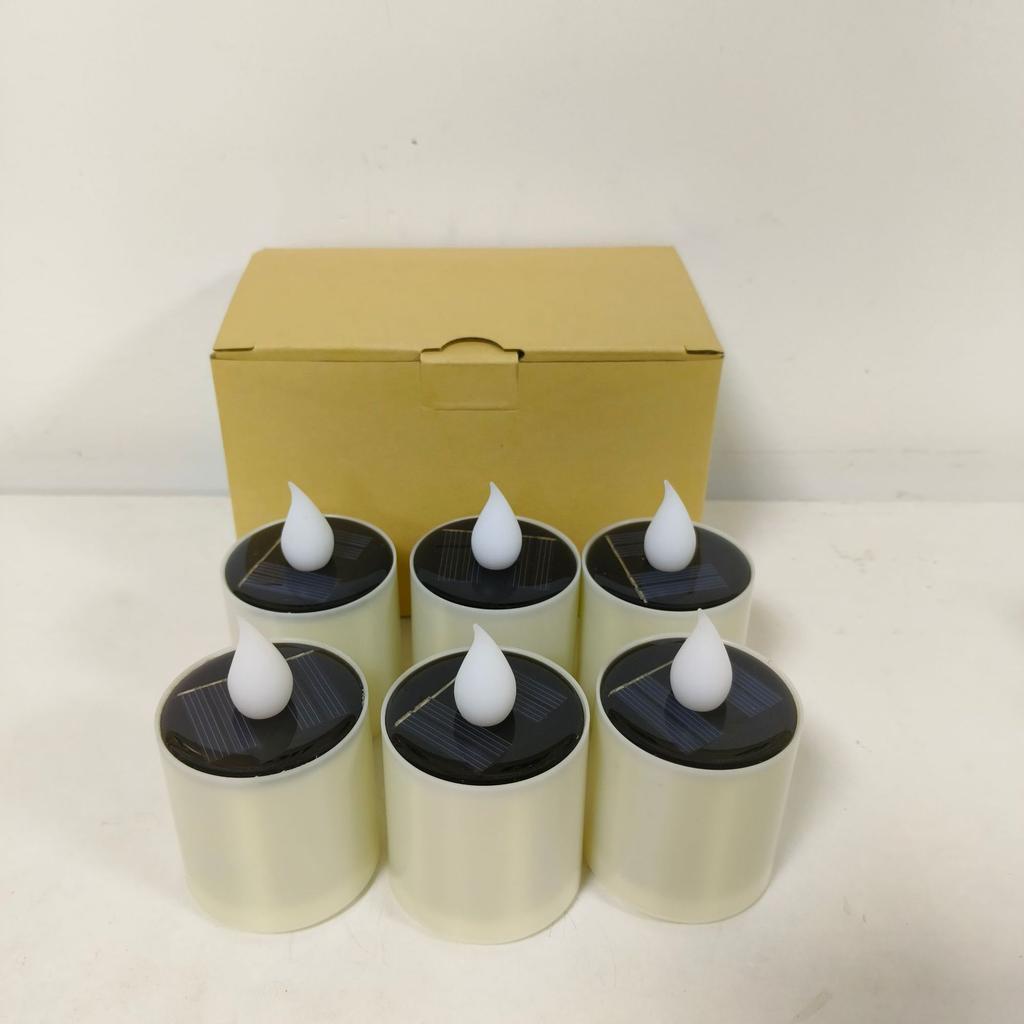6-Pack Solar LED Candles Outdoor Waterproof Flameless Solar Tea Lights Rechargeable Candles for Party Garden Home Decor