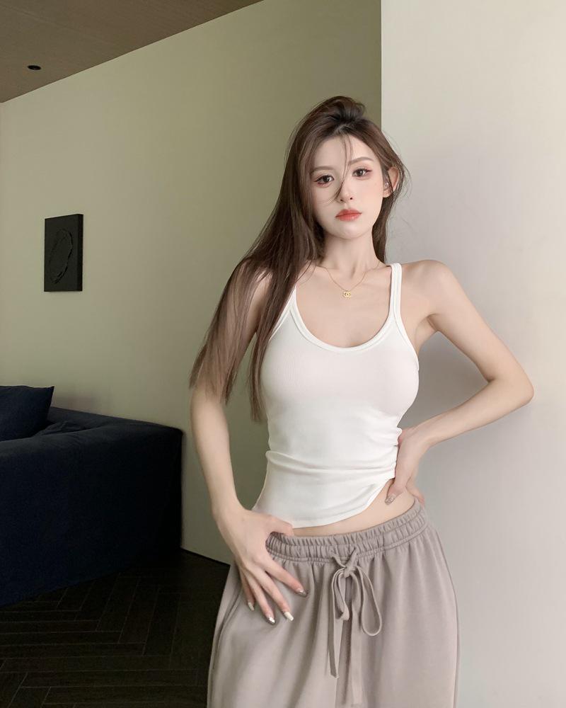 

Сексуальная облегающая майка на тонких бретельках в рубчик - Утягивающая, Трикотажная, Универсальный топ Small [70-110] белый