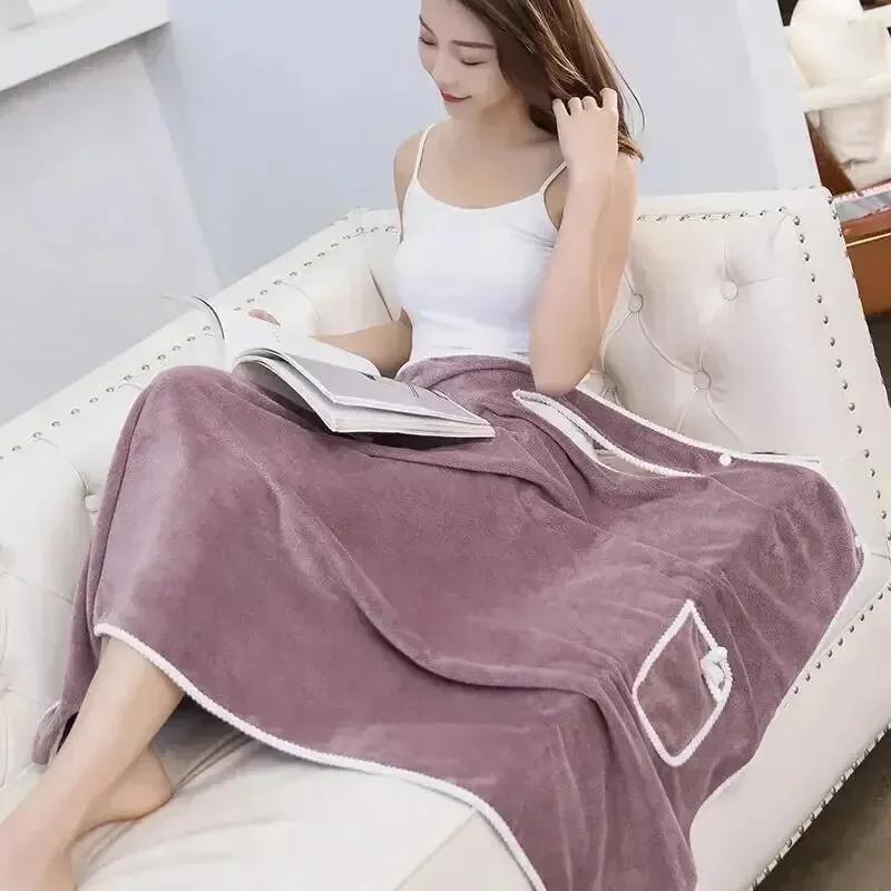 Wearable Bathrobe Multi-Function Womens Bath Towels Soft and Absorbent Towel Dress Coral Fleece Quick-Dry Shower Home Textiles