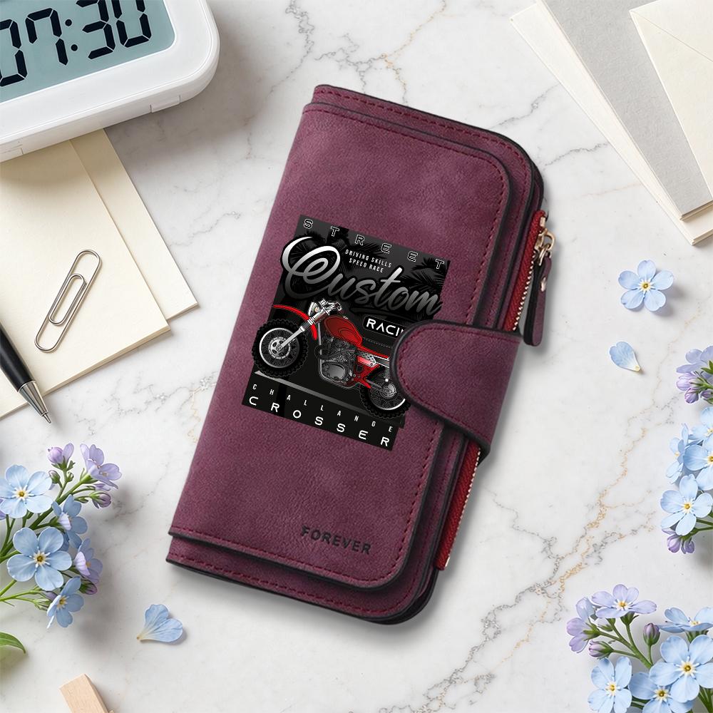 Men's Custom Moto Pattern Long Wallet Fashion Casual Multi Card Holder Purse