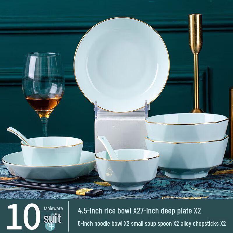 Jingdezhen Ceramic Gold-Painted Dinnerware Set